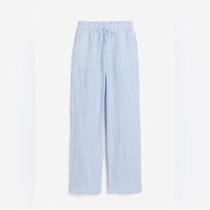H&M Blue & White Pinstripe Wide-Leg Drawstring Pants